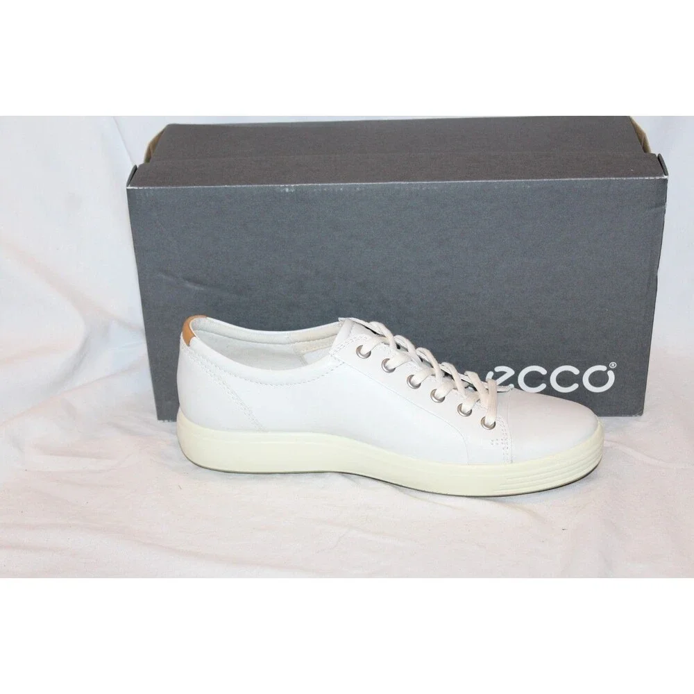 Ecco Soft 7 Men's Leather Low Top Casual Athletic Sneakers EU 42 US 9 WHITE $300